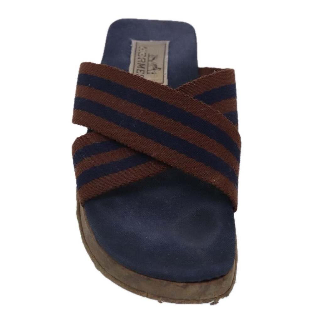 Hermes Canvas Sandals Navy